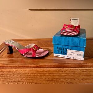 American Eagle Outfitters Red Striped Heeled Sandals